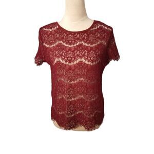Sweet Claire Delicate Burgundy Short Sleeve Size M